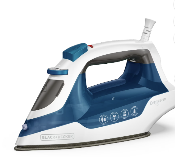 BLACK DECKER Easy Steam Compact Iron, True-Glide Non-Stick Soleplate