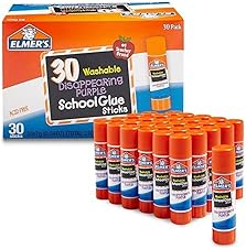 Elmer's Disappearing Purple School Glue Sticks, Washable, 7 Grams, 30 Count - Poster,...
