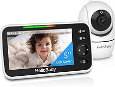 HelloBaby No WiFi Baby Monitor 5inch Screen 30 - Hour Battery Pan - Tilt - Zoom Video...