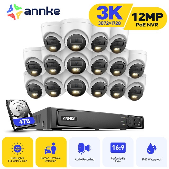 ANNKE 16CH 12MP NVR POE IP Security Camera System with Audio Recording