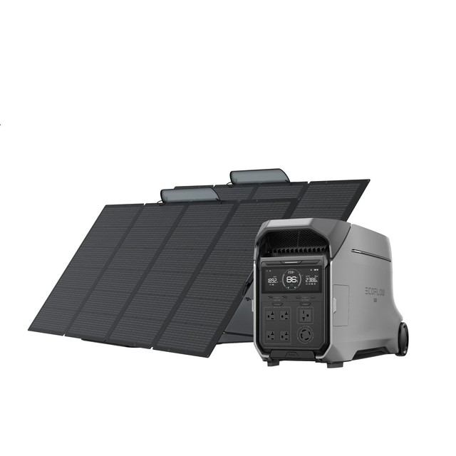 EcoFlow DELTA Pro 3 Power Station with 2x400W Solar Panels, Refurbishe