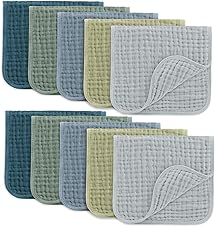Comfy Cubs Muslin Burp Cloths, 10-Pack, Large 6-Layer Ultra Absorbent