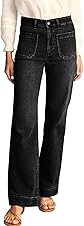 KUNMI Women's High Waisted Wide Leg Stretchy Denim Jeans with Pockets