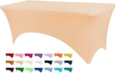 BDDC 8ft Champagne Stretch Table Covers, Washable & Wrinkle Resistant