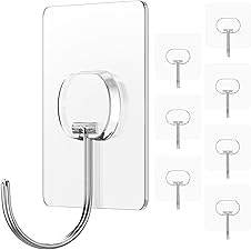 Large Heavy Duty Adhesive Hooks, Waterproof for Home & Outdoor, 8 Pack