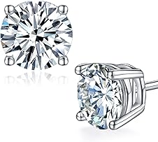 Moissanite Stud Earrings in Sterling Silver 925 for Engagement Gifts