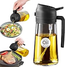 YARRAMATE 16oz Glass Olive Oil Sprayer with Portion Control for Cookin