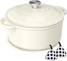 Umite Chef 5QT Enameled Cast Iron Dutch Oven with Lid & Potholders