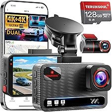 TERUNSOUl 4K Dash Cam Front and Rear, Built-in GPS, 170° Wide Angle
