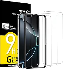 NEW'C 3 Pack iPhone 17/16 Pro Max Screen Protector, Tempered Glass, Ca
