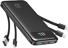 Charmast 20000mAh Portable Charger, 22.5W Fast Charging, Built-in Cabl