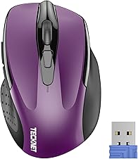 TECKNET Wireless Ergonomic Optical Mouse, 2600 DPI, 24 Months Battery 