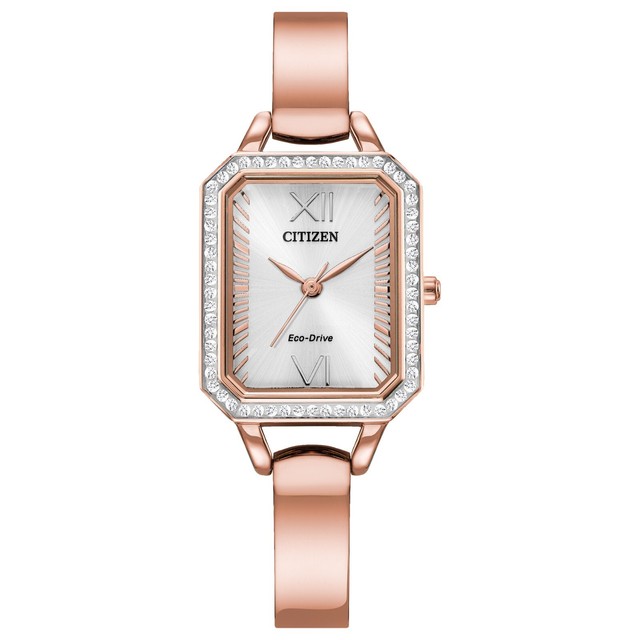 Citizen Silhouette Eco-Drive Women's Pink Gold Crystal Watch 23MM EM0983-51A