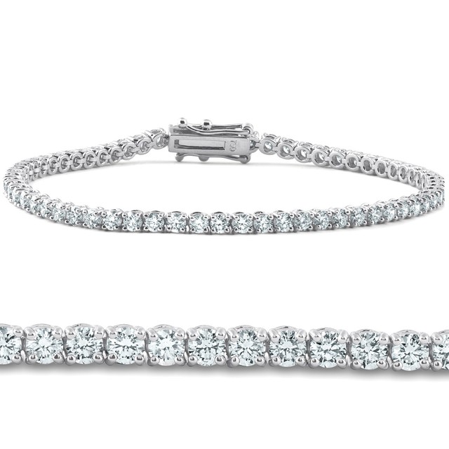 4Ct Round Brilliant Cut Lab Grown Diamond Tennis Bracelet 14k White Gold