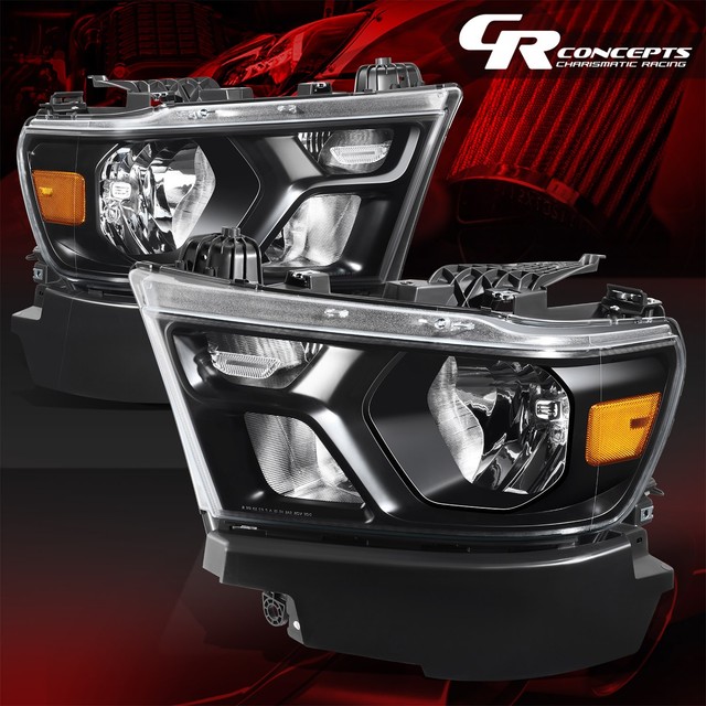 OE Style Black Housing Amber Corner Headlights for 2019-2024 Ram 1500