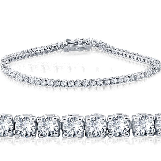 3 Ct TW Round Cut Lab Grown Diamond Tennis Bracelet 14k White Gold 7"