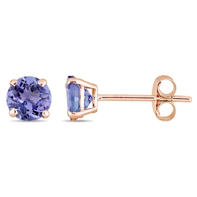 AMOUR Tanzanite Stud Earrings in 14K Rose Gold