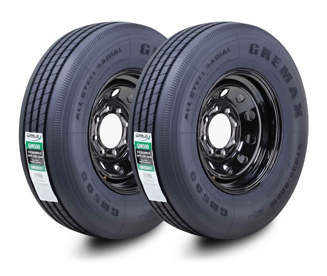 GREMAX All Steel Trailer Tire Wheel ST235/80R16 14-Ply G 129M 8x6.5" Black Mod