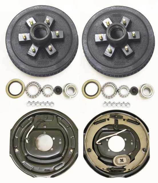 6 on 5.5" Trailer Hub Drum Kits with 12"x2" Electric Brakes for 5200-6000 lbs