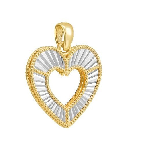 14k Two Tone Gold LOVE Classic Reversible Open Heart Charm Pendant 27MM