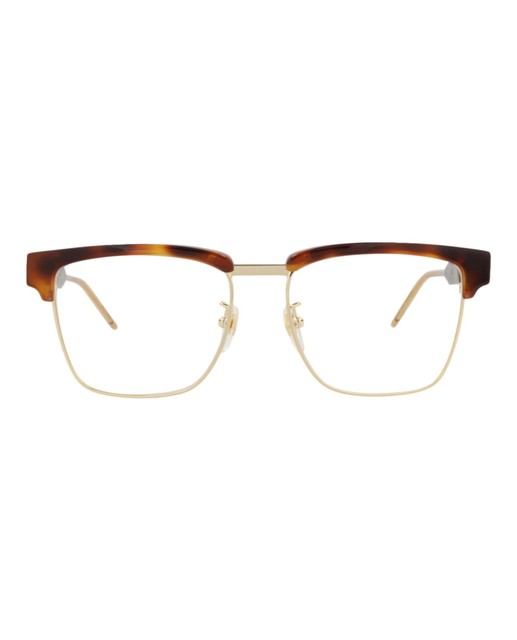 Gucci Mens Square Rectangle Havana Transparent Eyewear