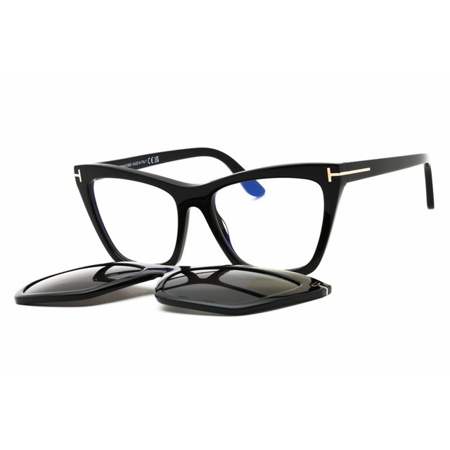 Tom Ford Women's Eyeglasses Shiny Black Acetate Cat Eye Frame FT5971-B 001