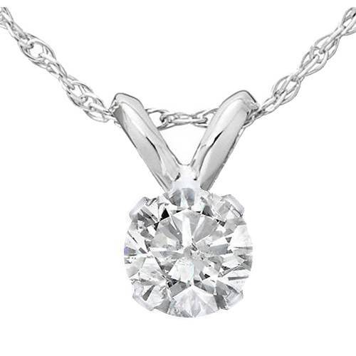 VVS .50Ct Diamond Solitaire Pendant Necklace 14k White or Yellow Gold