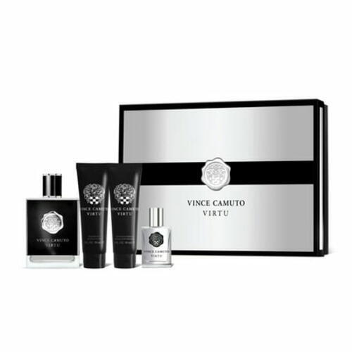 Vince Camuto Virtu 4 Piece Gift Set for Men - 3.4 oz EDT, 3 oz After Shave, Shower Gel