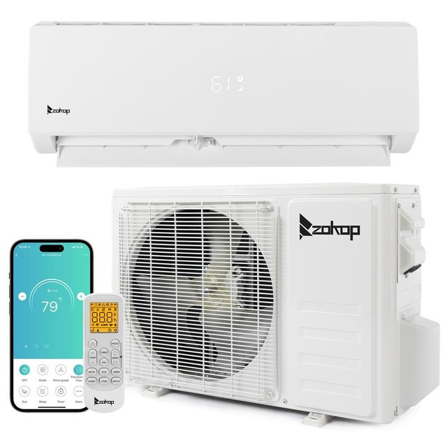 Zokop Mini Split Air Conditioner Heat Pump 9000-24000 BTU WIFI Remote