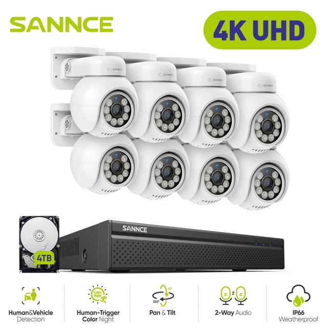 SANNCE 8CH 4K NVR 8MP POE Security Camera System with Auto Tracking