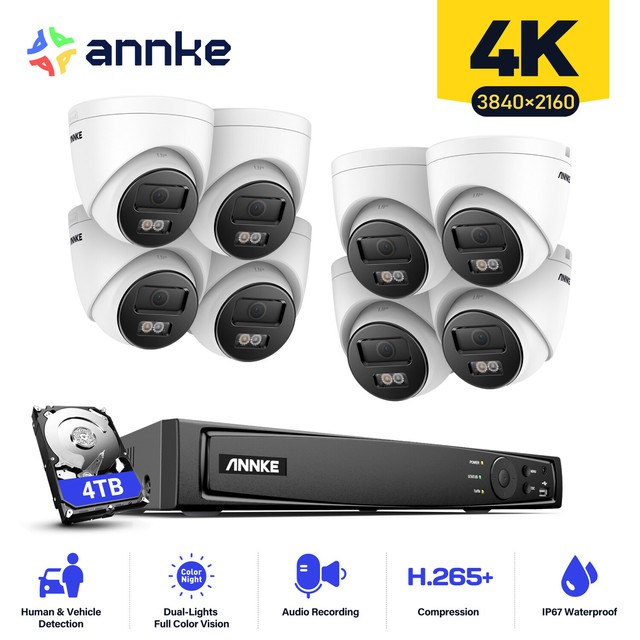 ANNKE 12MP 8CH NVR 4K POE Audio Security Camera System Outdoor IP67