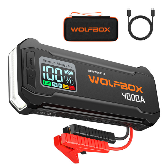 WOLFBOX JS24 4000A Portable Jump Starter Battery Pack with LED Display