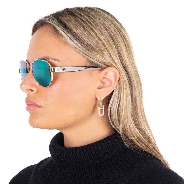 Costa Del Mar LORETO Green Mirror Polarized Polycarbonate Pilot Sunglasses