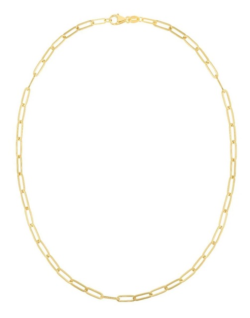 14k Yellow Gold Solid PAPERCLIP Link Chain Necklace 18 Inch 3.5MM