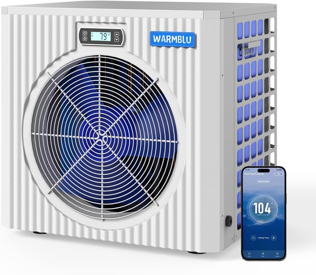 WARMBLU 27000BTU Above Ground Pool Heat Pump 110V 7500 Gal