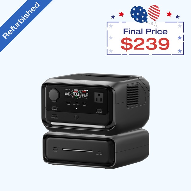 EcoFlow River 3 Plus 572Wh Portable Power Station with EB300 Extra Battery