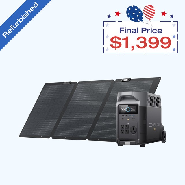 Refurbished EcoFlow DELTA Pro 3600Wh Power Station with 160W Solar Panel