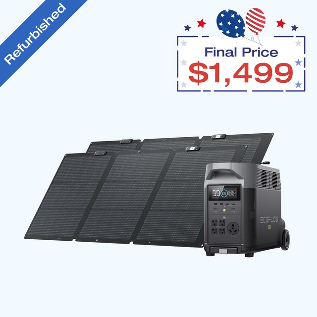 Refurbished EcoFlow DELTA Pro 3600Wh Power Station with 2x160W Solar Panels
