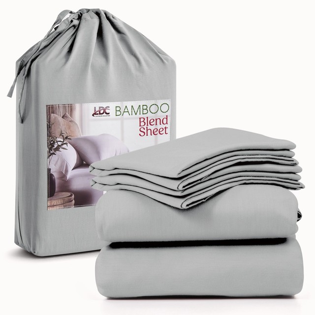 Bamboo Blend Bed Sheet Set 4-Piece Deep Pocket Soft Sheets