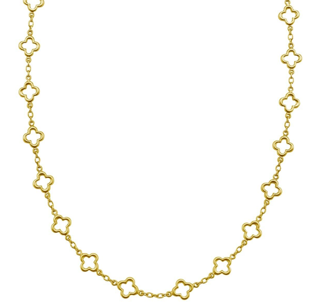 14k Yellow Gold 18" Clover Link Chain Necklace 5g 7mm