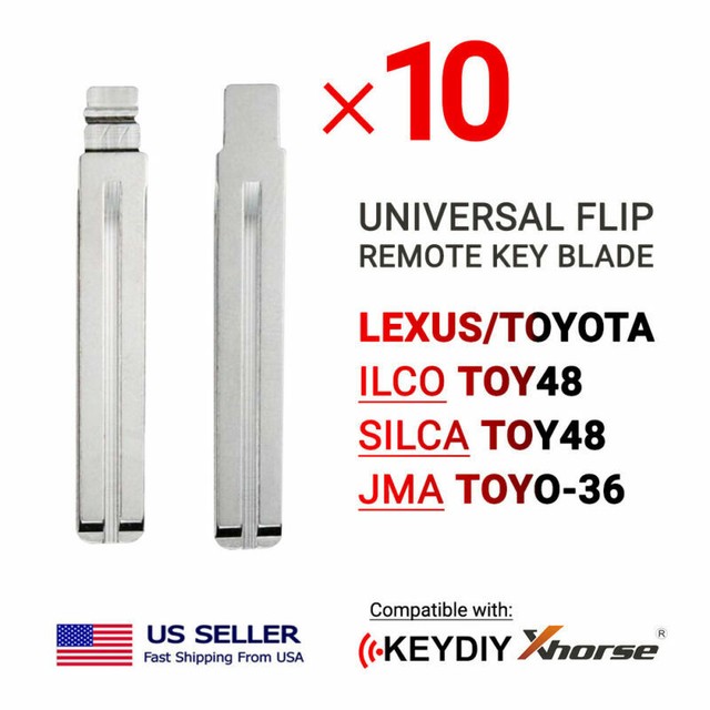 Universal Flip Remote Key Blade Lexus/Toyota Type TOY48 TOYO-36 - 10 Pack
