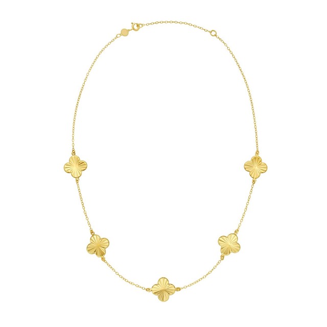 14k Yellow Gold Clover Flower Chain Link Necklace 18" 4 Grams