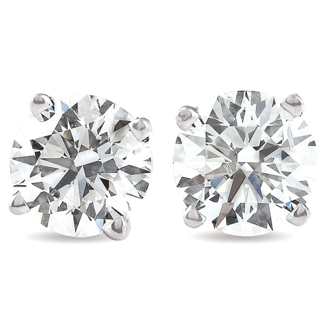 4 Ct TW Certified Diamond Screw Back Studs 14k White Gold Lab Grown