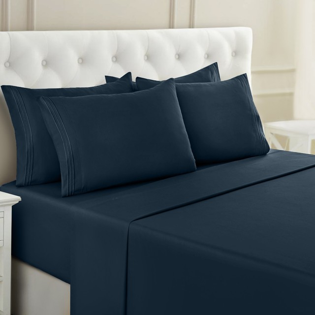 1800 Series 6-Piece Bed Sheet Set Soft Deep Pocket Twin King Queen Full