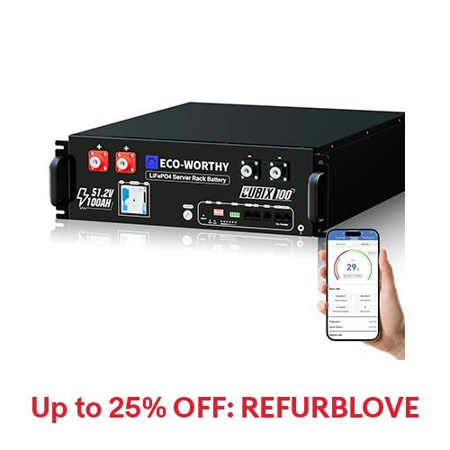 ECO-WORTHY 5.12kWh 48V 100AH Lithium Battery Server Rack UL1973 & UL9540A CEC