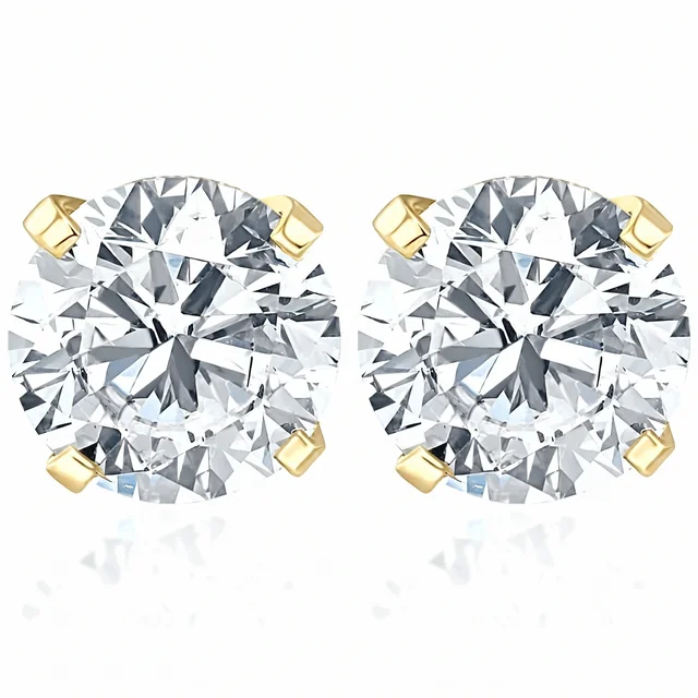 Lab Grown VS 1 Carat Diamond Studs in 14k White or Yellow Gold