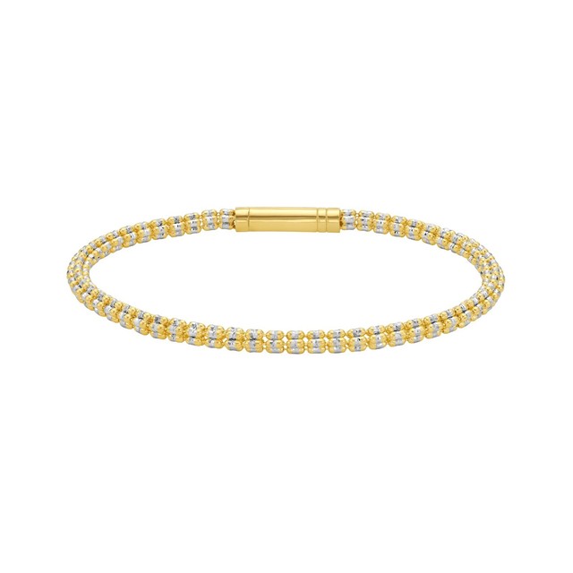 14k Two Tone Gold 7.5" 3.3MM Sparkle Ice Link Chain Bracelet