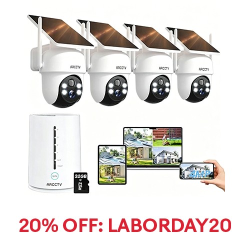 ANRAN Outdoor Wireless Security Camera System Solar Battery Powered WIFI PTZ PIR